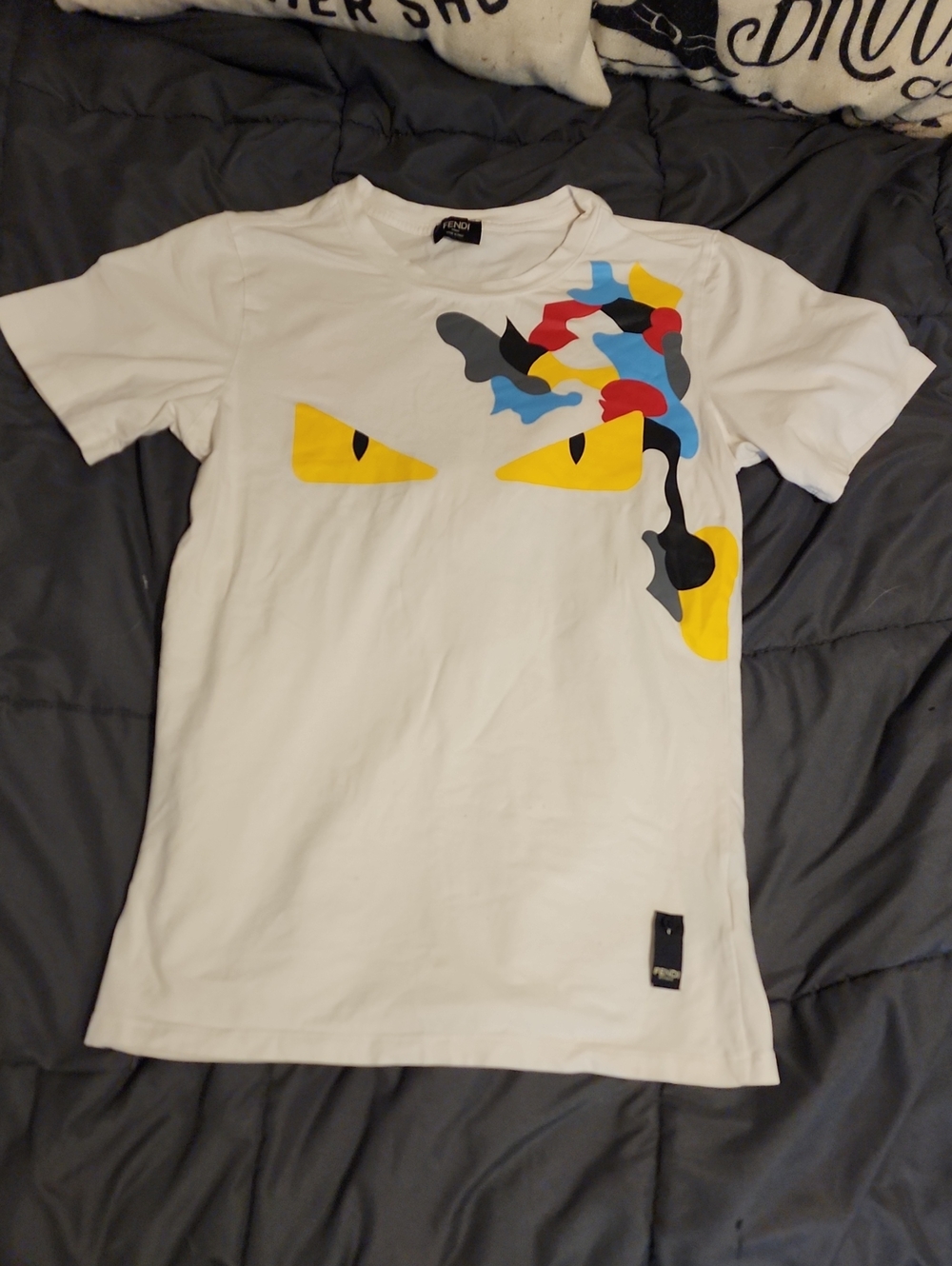 Authentic Fendi Monster Eyes White Tee Size Small CUTE!